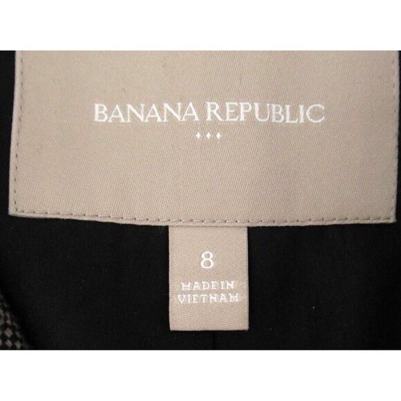 Banana Republic Blazer Jacket Womens Sz 8 Gray Check Wool Lined Two Button Coat - Picture 5 of 16